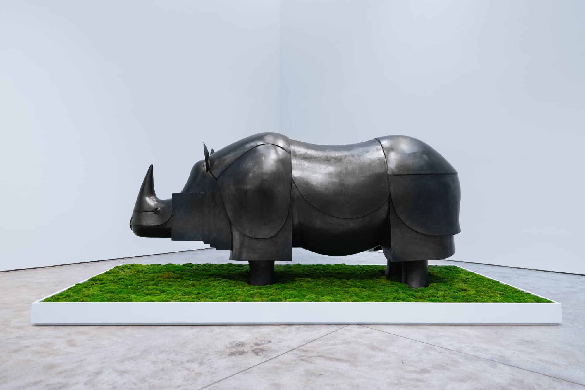 a black rhino sculpture
